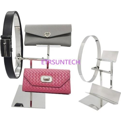 Stainless steel belt rack wallet rack handbag display rack wallet shelf display rack clothing store belt display shelf