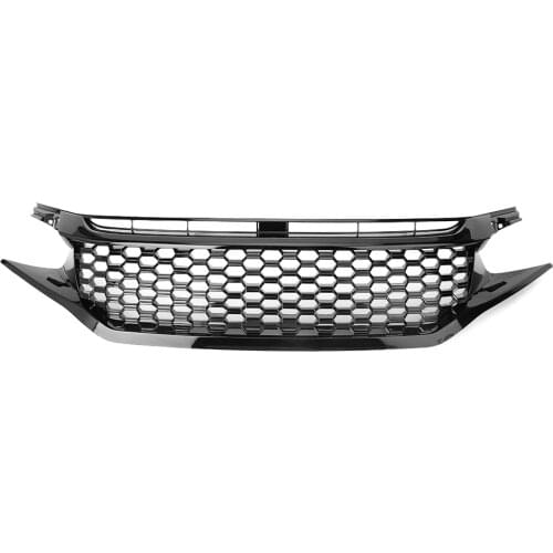 Car Mesh Front Hood Bumper Grill Grille For Honda Civic 2016 2017 2018 Gloss Black Automobile Spare ABS Accessories Red Emblem