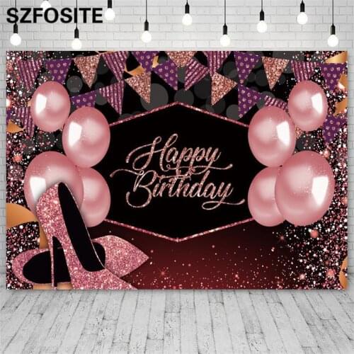 Romantic Balloon High Heels Girl Adult Party Pink Polyester Background Kids Birthday Decoration Photography Photo Vinyl Backdrop