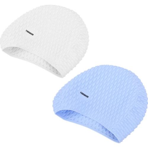 TOSWIM Free Size Swimming Hat Fabric Protect Ears Long Hair Swim Cap Hat Men Women Sporty Elastic Ultrathin Adult Bathing