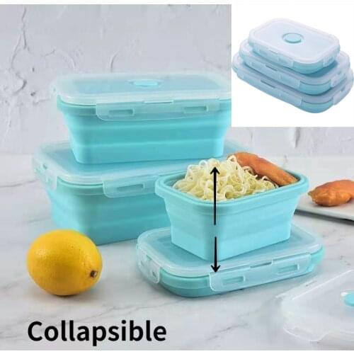 Silicone Multifunctional Foldable Lunch Box Food Storage Box Can Be Used for Microwave Portable Outdoor Tableware Storage Box
