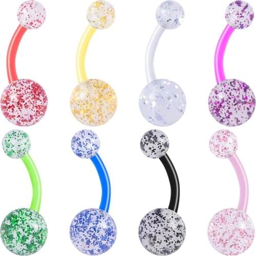 10-50PCS Cute Flexible Acrylic Belly Button Rings Piercing Wholesale Navel Ring Stud Belly Bars Pircing Women Sexy Piercings 14G