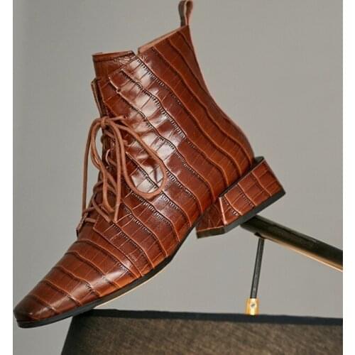 SKLFGXZY 2020 autumn winter Genuine leather Womens boots With short boots Fashion womens shoes black Stone grain Size 34-42