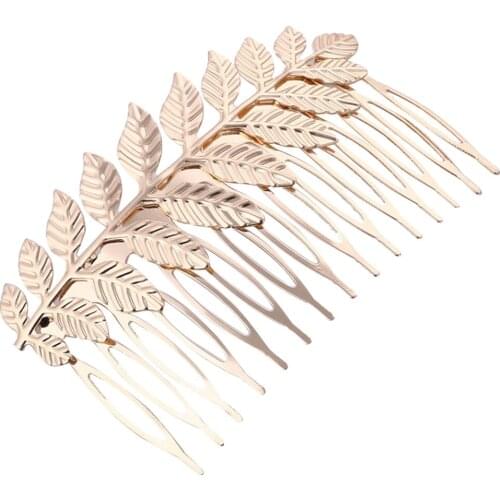 Wedding Bridal Hair Accessories Infix Leaf Shaped Easy Wear Decoration Beautiful Gift Hair Clip Comb Portable Metal Daily