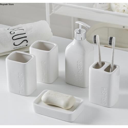 Bathroom Decoration White Ceramic Bathroom Supplies Toothbrush Holder Lotion Bottle/Soap Dish/Bathroom Decoration Accessories