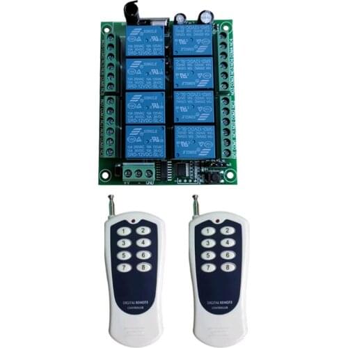 Smart Multiple DC 12V 8CH Wireless Relay RF Remote Control Switch Receiver Relay Module Controller 315/433MHz RF Transmitter