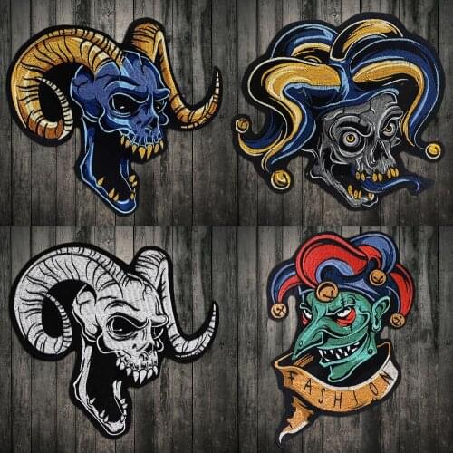 Embroidery DIY Fashion Embroidered Sheep Skull pattern Patches Applique Apparel Decoration Accessories Clothing