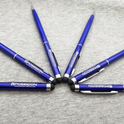 High Quality 2 in 1 Multifunction customized logo free Touch Screen stationery stylus pen promotional gifts 100pcs a lot