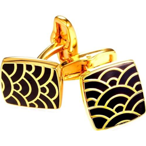 Collare Cufflinks For Mens Vintage Cuff links Wave Gold Color Luxury Men Wholesale Jewelry Cufflink High Quality C126