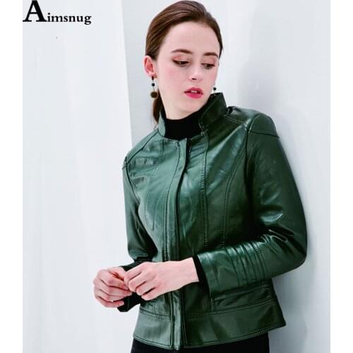 Plus Size 6xl 7xl Women Faux Leather Jackets 2021 Autumn Winter new Ladies Zipper Pockets Outerwear Slim Leather PU Female Coats