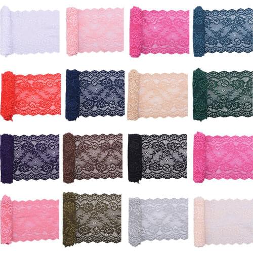 1/2Yard 15cm African Lace Fabric Embroidered White Lace Fabric Trim Ribbons Garments Elastic Lace Trim DIY Crafts Sewing Suppies