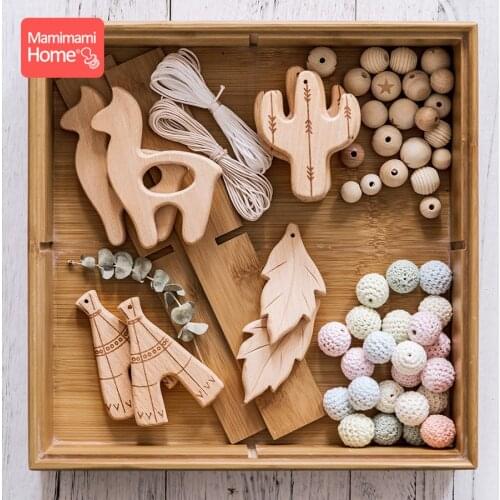 1pc Pacifier Pendant Beech Wooden Baby Teether Rodent Pacifier Chain Pendant Baby Cactus Nursing Teething Gifts Childrens Goods