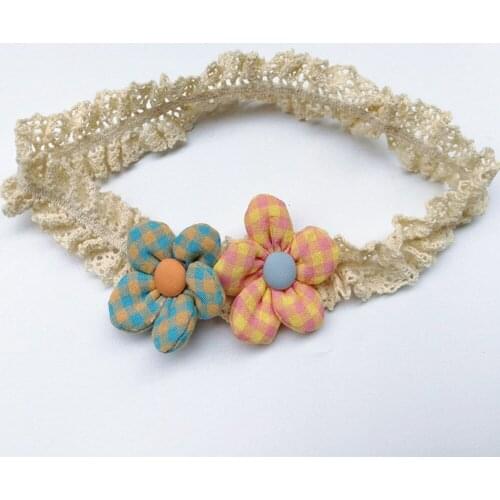 1 PCS Colorful Plaids Flowers Infant Elastic Headband Cute Handmade Floral Baby Hairband DIY Party Decoration Photography Props
