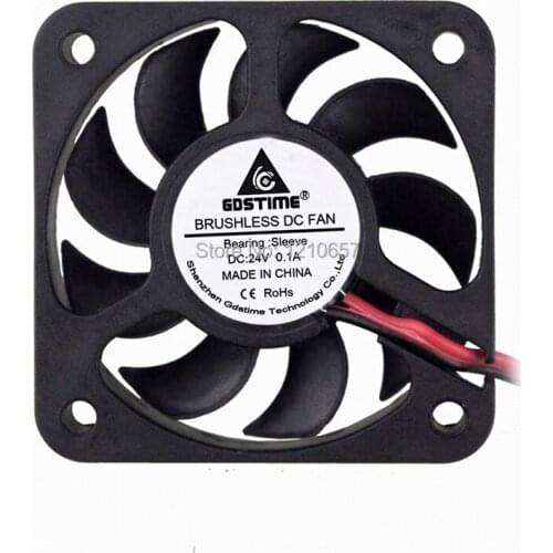 100Pcs Gdstime DC 24V 2Pin 5010 5cm 50MM 50x50x10mm CPU Cooler Mini Cooling Fan