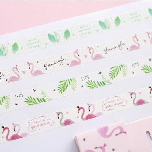 2 pcs/lot Kawaii Flamingo Leaves Washi Tape DIY Scrapbooking Sticker Label Masking Tape School Office Supply Gift Stationery