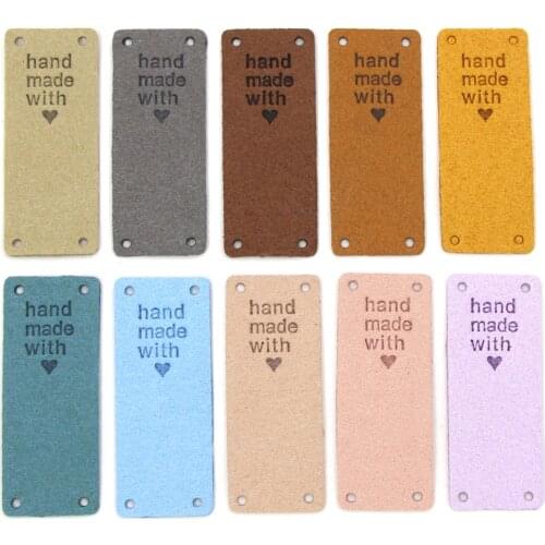 20Pcs Handmade Label Handmade With Love Tags For Clothes Sewing Leather Labels Hand Made Tag For Hats Knitted DIY Bags/Baskets