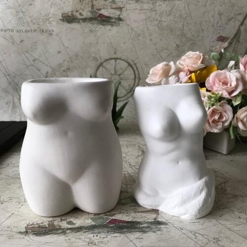 3D Human Girl Body Plaster Resin Vase Molds Pen Holder Cake Baking Chocolate Mold DIY Candle Making Silicone Flower Pot Mould