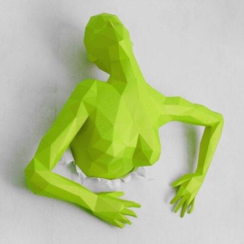 3D WOMEN CLIMBING OUT OF THE WALL DECORATION HOME BAR HAND-MADE PAPER MODEL ON THE WALL DIY COLOR HOME DECORATION ACCESSORIES