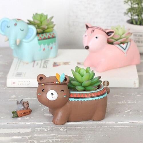 6 Style Creative Resin Fleshy Flower Planter Flowerpot Succulent Plant Pot Design Home Garden Bonsai Pots Hot Sale