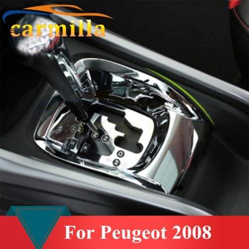 ABS Chrome Car Internal Gear Panel Refitting Frame 3D Decoration Sticker for peugeot 2008 year 2013 2014 2015 2016 car styling