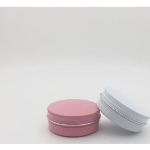 50pcs/lot 60g white/pink aluminum jar, metal jar for cream powder gel use,60g aluminum container