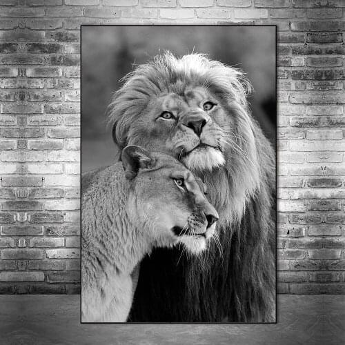African Wild Lions Black and White Animal Canvas Paintings On The Wall Art Lions Poster and Prints Picture for Living Room Decor