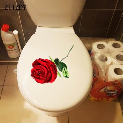 ZTTZDY 22.5*20.2CM Red Rose Living Room Decor Wall Sticker Fashion Bathroom Toilet Stickers T2-0036