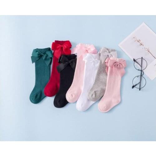 New Arrival Toddler Baby Knee High Socks Cute Bowknot Cotton Long Tube Socks Ruffled Socks