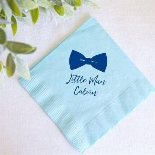 Personalized Napkins Little Man Bow Tie - First Birthday - Custom Baby Shower