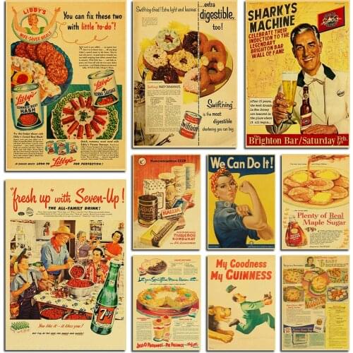 Ins Retro Poster Gourmet Bread Decorative Paper Photo Gourmet poster Restaurant Collocation Background Wall Sticker