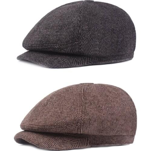 Peaked Cap Striped UV Protection Cotton Linen Flat Newsboy Painters Driving Hat Golf Caps Outdoor Headwear FG