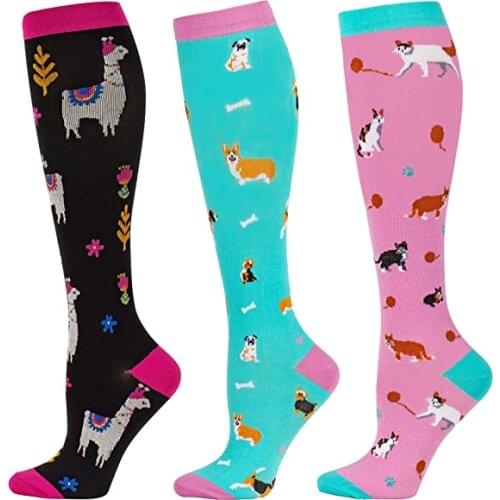 Compression Socks Varicose Veins Socks Cat Dog Prints Compression Stockings Fit For Tired,Diabete, Painful Legs,reduces Edema