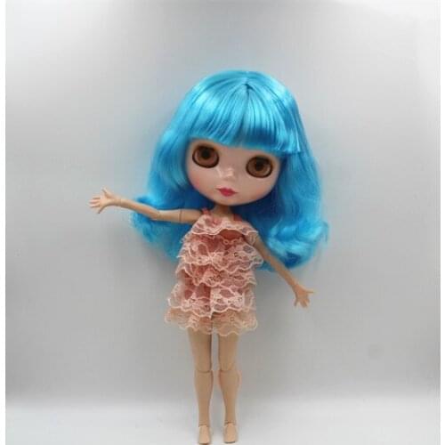 Blygirl Blyth doll Sky blue bangs short hair nude doll 30cm joint body 19 joint DIY doll can change makeup