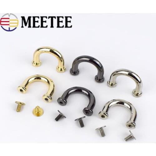 5/10Pcs16mm Metal Buckle U Rings For Handbag Connector Bag Arch Bridge With Screw DIY Handbag Strap Hangers Hardware Accessories