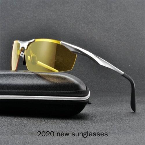 Mincl/ Rimless Night Driving Goggles Sunglasses Men Polarized Night Vision Glasses Male UV400 Male Yellow Sun Glasses NX
