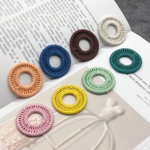 Min order 20pcs/lot color hemp/linen thread winding decoration rounds shape circle diy jewelry earring/garment accessory
