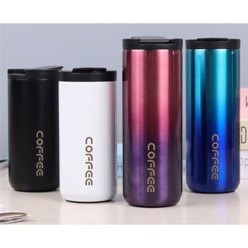 Fashion Korean Creative Coffee Cup Outdoor Travel Mug Portable Double Wall Stainless Steel Leakproof Vacuum Cup