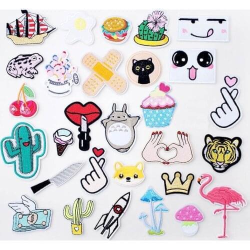 Patches Cherry DIY Cartoon Expression Embroidery Iron On Patch Applique Clothes Supplies Decorative