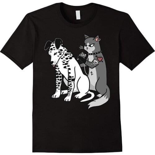 2019 New Men T-Shirt Loose Clothes Tattoo Cat Inked Dalmatian Cartoon Funny Graphic T-Shirt Graphic Tee shirt