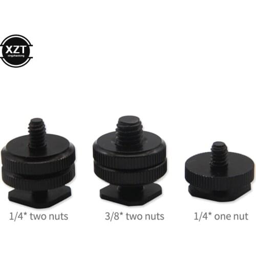 New Professional 1/4" 3/8" Dual Nuts Tripod Mount Screw Black to Flash Hot Shoe Adapter Stand for Camera Studio Accessory