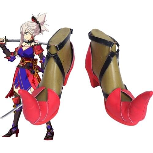 FGO Miyamoto Musashi Shoes Cosplay Fate grand order Miyamoto Musashi Cosplay Shoes Red Boots Custom Made Any Size