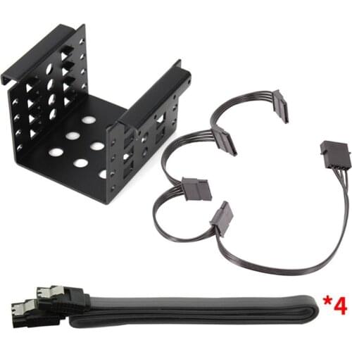 2.5" to 3.5" SSD HDD Hard Disk Drive Bays Holder Metal Mounting Bracket Adapter with SATA Data Cables and Power Cables