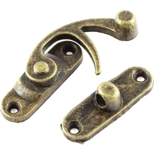 33mmx29mm Jewelry Box Hasp Hook Lock Latch Antique Brass Color 2pcs