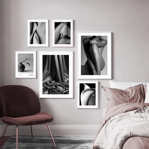 Nordic Gray Style Photography Wall Art Print Canvas Abstract Posters Woman Nude Forms Canvas Painting Pictures Modern Room Decor