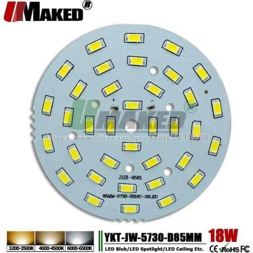 UMAKED 18W 85mm SMD5730 LED PCB Bulb Spotlight Downlight DIY Light Source Installled Chip Aluminum Lamp plate Warm/Natural/White