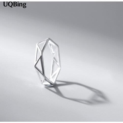Vintage Retro Geometric Ring 925 Sterling Silver Rings Open Rings Free Shipping