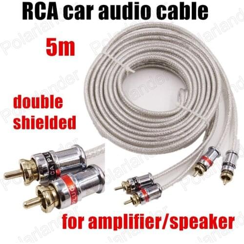 High quality 5 meters RCA to RCA Car Audio stereo Cable wire for car amplifier speaker subwoofer white two rows pure copper