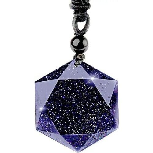 Natural Stone Black Obsidian Six Stars Pendant Necklace Men Sandstone Lucky Love Crystal Pendulum Energy Jewelry For Women