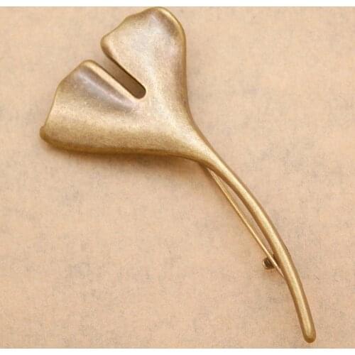 Women Jewelry Art Deco Big Ginkgo Biloba Leaf Plant Lapel Pin Tie Hat Scarf Badge Brooch Collective Brooches TEA PARTY Anime