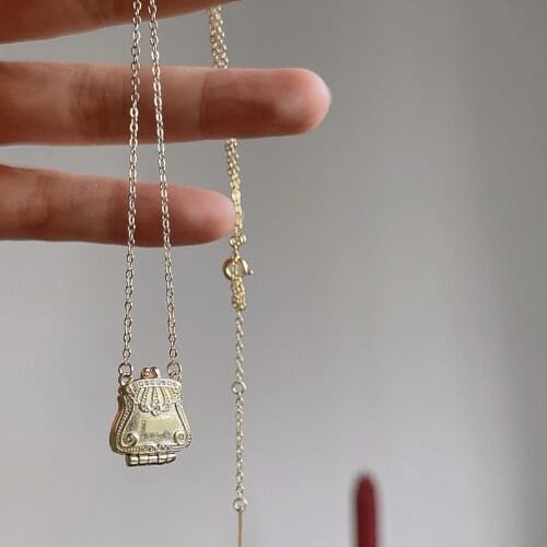 Silvology 925 Sterling Silver Antique Crown Purse Pendant Necklace for Women Creative Can Open Statement Necklace Design Jewelry